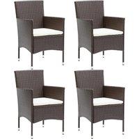 vidaXL Garden Dining Chairs 4 pcs Poly Rattan Brown, Brown