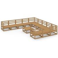 vidaXL 12 Piece Garden Lounge Set Solid Pinewood, Brown