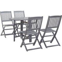 vidaXL 5 Piece Garden Dining Set Solid Acacia Wood Grey, Grey