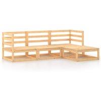 vidaXL 4 Piece Garden Lounge Set Solid Wood Pine, Brown