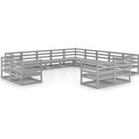 vidaXL 13 Piece Garden Lounge Set Solid Pinewood, Grey