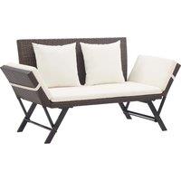 vidaXL Garden Bench with Cushions Brown 176 cm Poly Rattan, Brown
