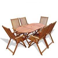 vidaXL 7 Piece Outdoor Dining Set Solid Acacia Wood, Brown