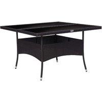 vidaXL Outdoor Dining Table Black Poly Rattan and Glass, Black