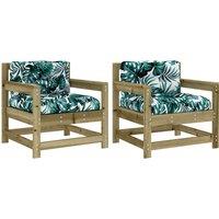 vidaXL Garden Chairs with Cushions 2 pcs Impregnated Wood Pine, Brown