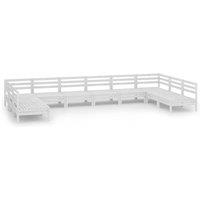 vidaXL 10 Piece Garden Lounge Set White Solid Wood Pine, White
