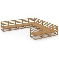 vidaXL 11 Piece Garden Lounge Set Solid Pinewood, Brown