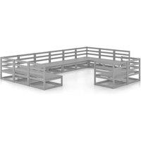 vidaXL 12 Piece Garden Lounge Set Solid Pinewood, Grey