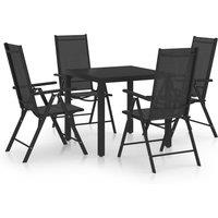 vidaXL 5 Piece Garden Dining Set Aluminium Black, Black