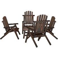 vidaXL 5 Piece Garden Lounge Set Solid Wood Spruce, Brown