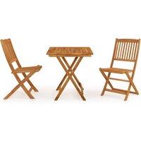 vidaXL 3 Piece Folding Garden Dining Set Solid Acacia Wood, Brown