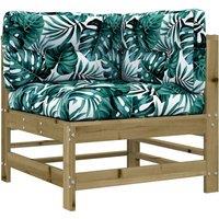 vidaXL Corner Sofa with Cushions Impregnated Wood Pine, Brown