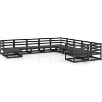vidaXL 11 Piece Garden Lounge Set Solid Pinewood, Black