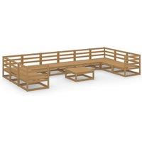 vidaXL 11 Piece Garden Lounge Set Solid Pinewood, Brown