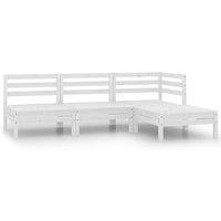 vidaXL 4 Piece Garden Lounge Set Solid Pinewood White, White