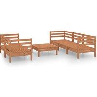 vidaXL 6 Piece Garden Lounge Set Honey Brown Solid Pinewood, Brown