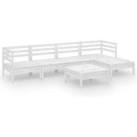 vidaXL 6 Piece Garden Lounge Set Solid Pinewood White, White