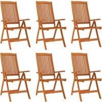 vidaXL Folding Garden Chairs 6 pcs Solid Wood Eucalyptus, Brown