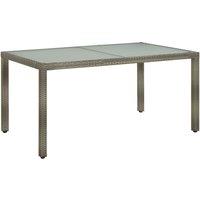 vidaXL Garden Table 150x90x75 cm Tempered Glass and Poly Rattan Grey, Grey