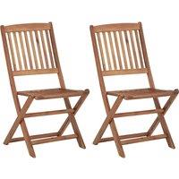 vidaXL Folding Outdoor Chairs 2 pcs Solid Acacia Wood, Brown
