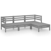 vidaXL 4 Piece Garden Lounge Set Solid Pinewood Grey, Grey