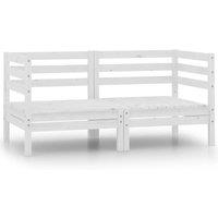vidaXL Garden Corner Sofas 2 pcs White Solid Pinewood, White