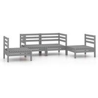 vidaXL 4 Piece Garden Lounge Set Grey Solid Pinewood, Grey