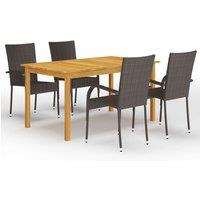 vidaXL 5 Piece Garden Dining Set Brown, Brown