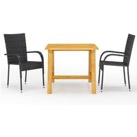 vidaXL 3 Piece Garden Dining Set Black, Black