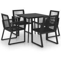 vidaXL 5 Piece Outdoor Dining Set PVC Rattan Black, Black