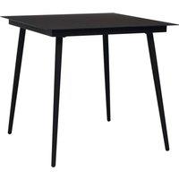 vidaXL Garden Dining Table Black 80x80x74 cm Steel and Glass, Black