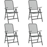 vidaXL Folding Garden Chairs 4 pcs Expanded Metal Mesh Anthracite, Grey