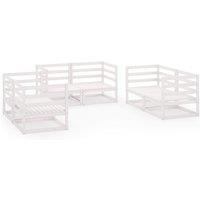 vidaXL 6 Piece Garden Lounge Set White Solid Pinewood, White
