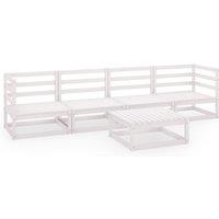 vidaXL 5 Piece Garden Lounge Set White Solid Wood Pine, White