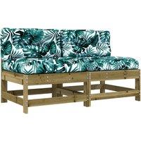 vidaXL Middle Sofas with Cushions 2 pcs Impregnated Wood Pine, Brown