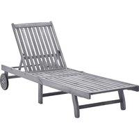 vidaXL Sun Lounger Solid Acacia Wood, Brown
