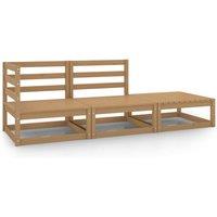 vidaXL 3 Piece Garden Lounge Set Honey Brown Solid Pinewood, Brown