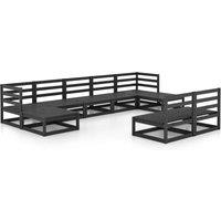 vidaXL 9 Piece Garden Lounge Set Solid Pinewood, Black