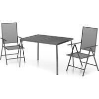 vidaXL 3 Piece Garden Dining Set Anthracite Steel, Grey