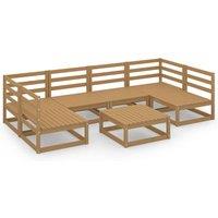 vidaXL 7 Piece Garden Lounge Set Solid Pinewood, Brown