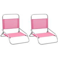 vidaXL Folding Beach Chairs 2 pcs Pink Fabric, Pink