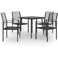 vidaXL 5 Piece Garden Dining Set, Black