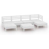 vidaXL 7 Piece Garden Lounge Set White Solid Wood Pine, White
