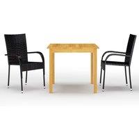 vidaXL 3 Piece Garden Dining Set Black, Black