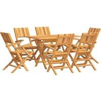 vidaXL 7 Piece Garden Dining Set Solid Wood Teak, Brown