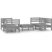 vidaXL 5 Piece Garden Lounge Set Grey Solid Pinewood, Grey