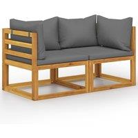 vidaXL 2-seater Garden Bench with Dark Grey Cushions (UK/IE/FI/NO only), Brown