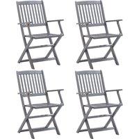 vidaXL Folding Outdoor Chairs 4 pcs Solid Acacia Wood, Grey