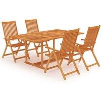 vidaXL 5 Piece Garden Dining Set Solid Teak Wood, Brown