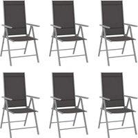vidaXL Folding Garden Chairs 6 pcs Textilene Black, Black